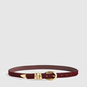 Elegant New Burgundy Belt with Gold Buckle